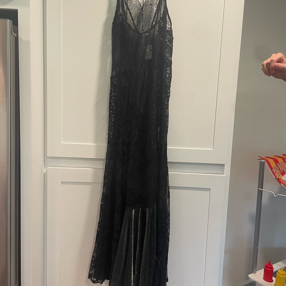 Free People Black Backless Lace Dress